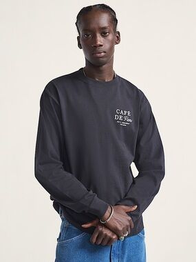 VANS Cafe De Paris Long Sleeve Crewneck Shirt - XL - Black - NWT